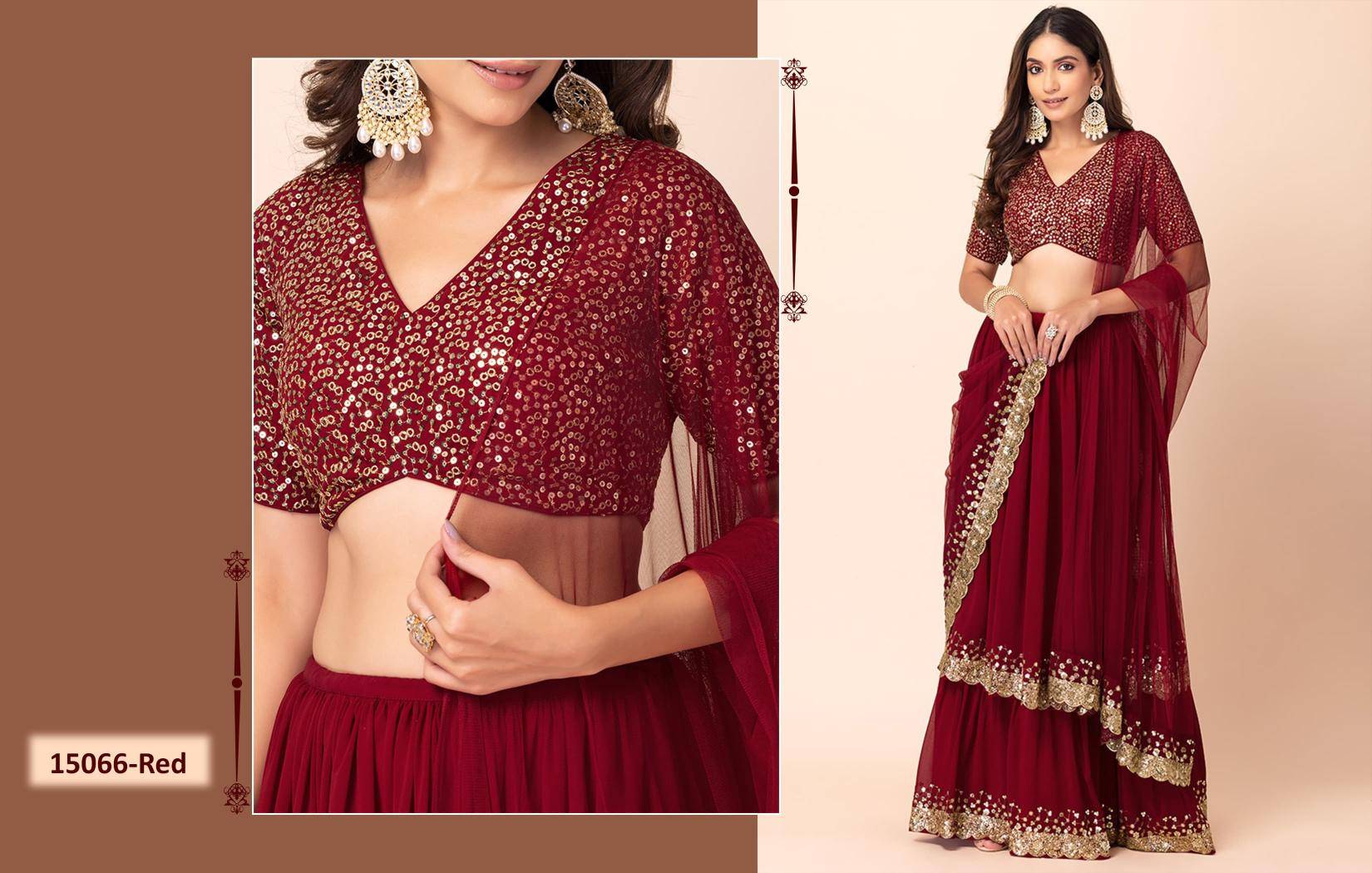 Zeel Clothing vol 26 georgette red Cheap lehenga choli in Kolkata